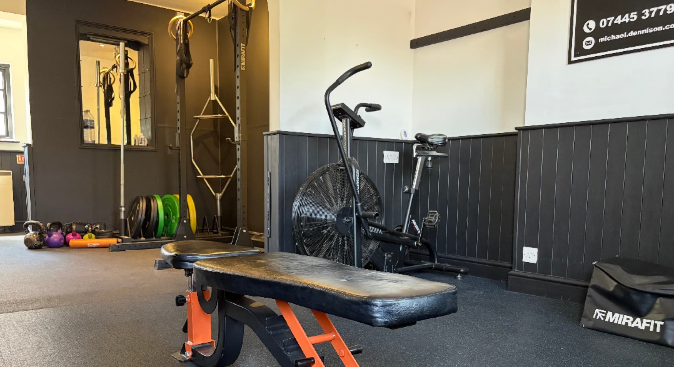 Training equipment inside Michael Dennison's private studio in Saffron Walden